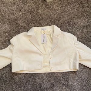 WeWoreWhat cropped cream blazer